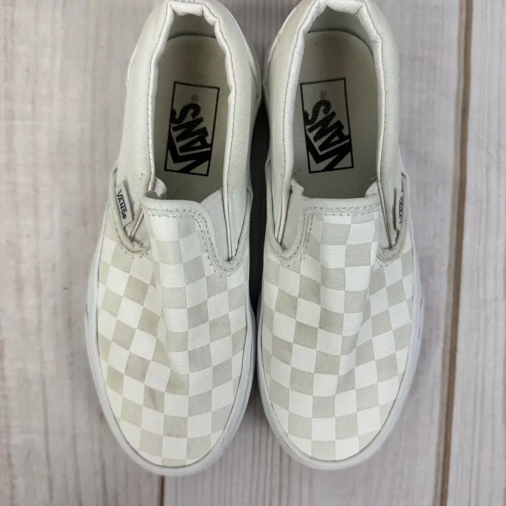 Vans Slip On Checkerboard White Grey Low Top Sneakers Shoes Womens Size 5.5